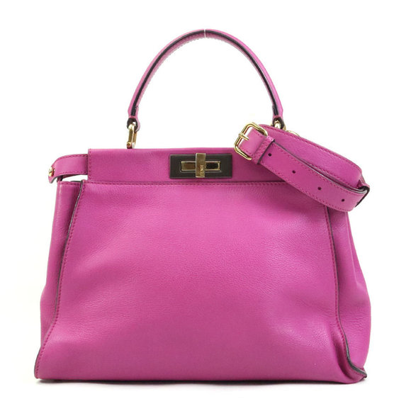 FENDI Pink Leather Peekaboo Shoulder Bag - Picture 1 of 5